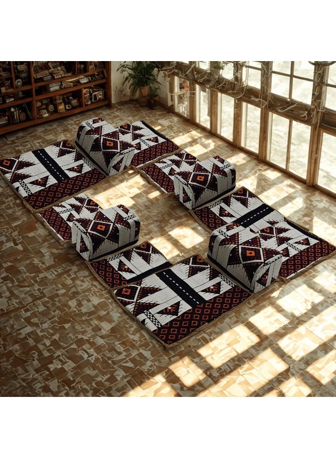 SMART HOME 4-piece waterproof floor seating set for 8 people – includes a floor mat with armrests – foldable for everyday use – perfect for living rooms and lounges. - Image 3